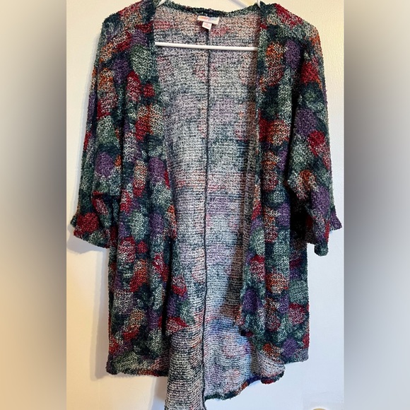 Women's LuLaRoe Blotch Open Knit Front Cardigan 3/4 Dolman Sleeve Hi-Low Small - Picture 1 of 3